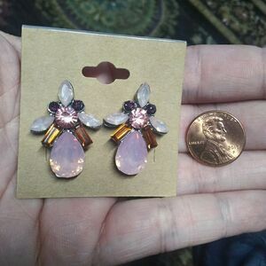 Hazed Pink Crystal Earrings  purple orange